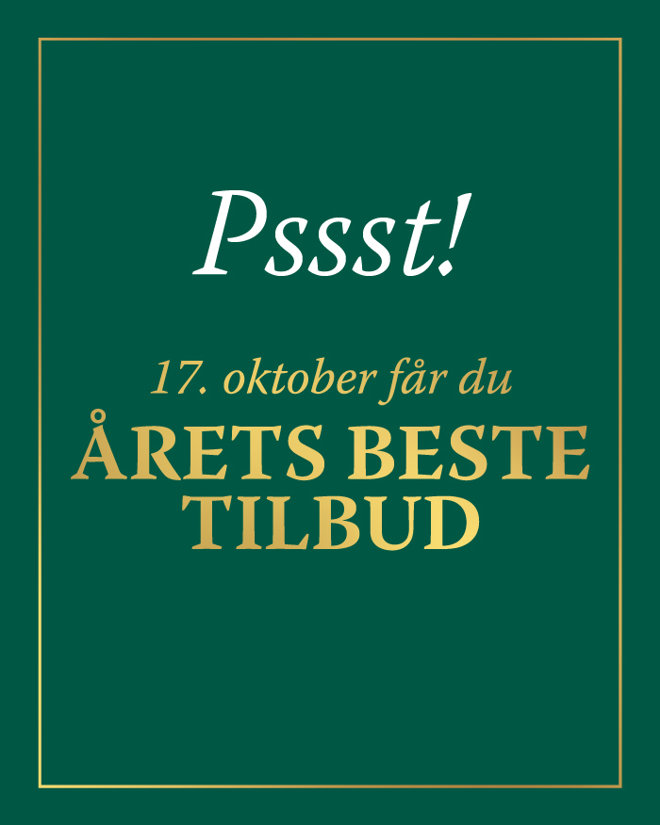 Plakat med teksten: Pssst! 17. oktober får du årets beste tilbud.