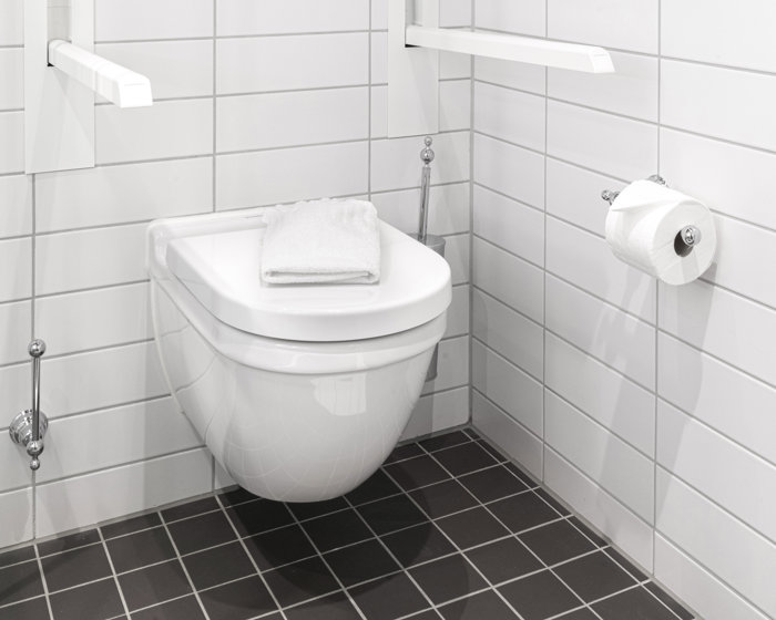 Handicaptoalett med håndtak å holde i