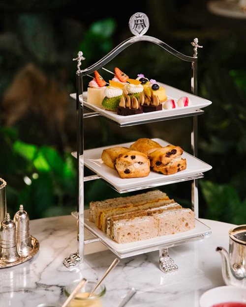 Triple-decker tray with Afternoon Tea